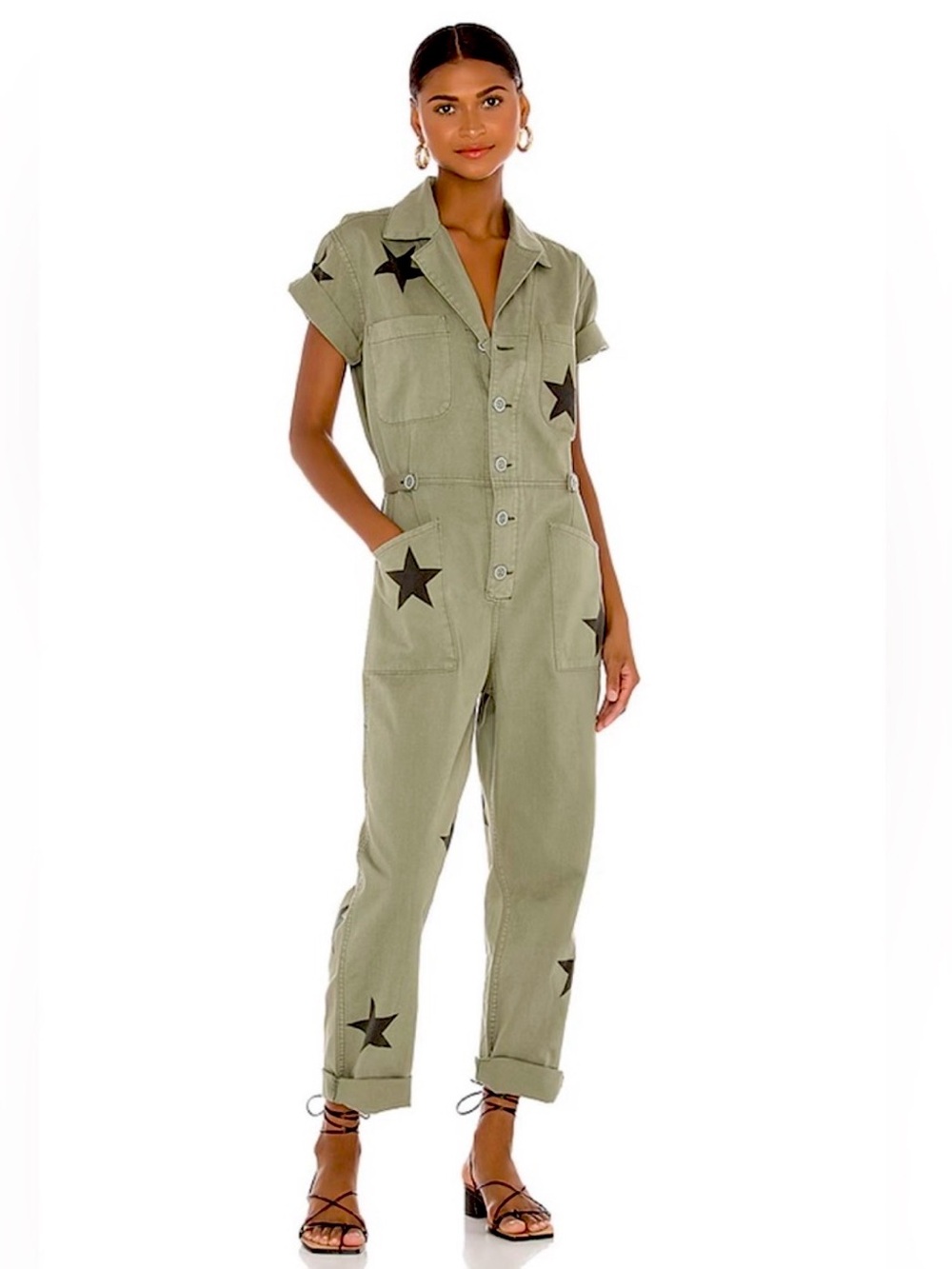 Pistola Grover Jumpsuit Royal Honor Olive Green with Black Stars Size Small - Picture 4 of 13